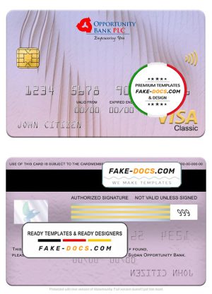 South Sudan Opportunity Bank visa classic card, fully editable template in PSD format