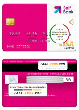 Spain Self Bank visa electron card, fully editable template in PSD format Spain Self Bank visa electron card, fully editable template in PSD format