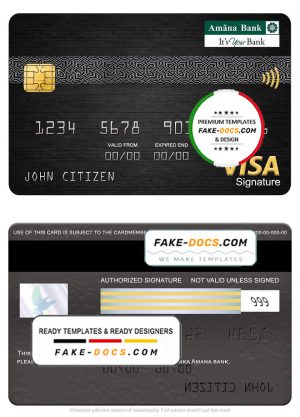 Sri Lanka Amana bank visa signature card, fully editable template in PSD format Sri Lanka Amana bank visa signature card, fully editable template in PSD format