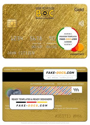 Sri Lanka Bank of Ceylon bank mastercard gold, fully editable template in PSD format Sri Lanka Bank of Ceylon bank mastercard gold, fully editable template in PSD format