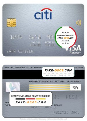 Sweden Citibank visa platinum card, fully editable template in PSD format Sweden Citibank visa platinum card, fully editable template in PSD format