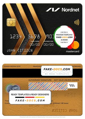 Sweden Nordnet AB bank mastercard, fully editable template in PSD format Sweden Nordnet AB bank mastercard, fully editable template in PSD format