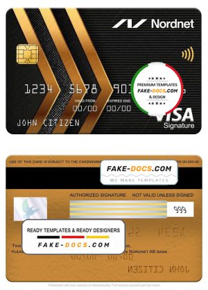 Sweden Nordnet AB bank visa signature card, fully editable template in PSD format Sweden Nordnet AB bank visa signature card, fully editable template in PSD format