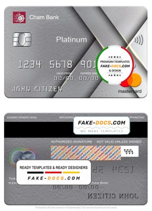 Syria Cham Bank mastercard platinum, fully editable template in PSD format Syria Cham Bank mastercard platinum, fully editable template in PSD format