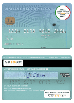 USA New York CFSB bank AMEX card template in PSD format, fully editable