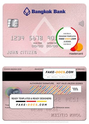 Thailand Bangkok bank mastercard, fully editable template in PSD format Thailand Bangkok bank mastercard, fully editable template in PSD format