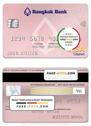 Thailand Bangkok bank visa classic card, fully editable template in PSD format Thailand Bangkok bank visa classic card, fully editable template in PSD format
