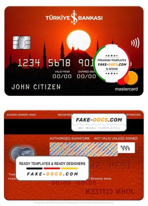 Turkey Bankasi bank mastercard, fully editable template in PSD format Turkey Bankasi bank mastercard, fully editable template in PSD format