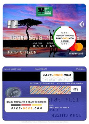 Uganda Bank of Africa mastercard, fully editable template in PSD format Uganda Bank of Africa mastercard, fully editable template in PSD format