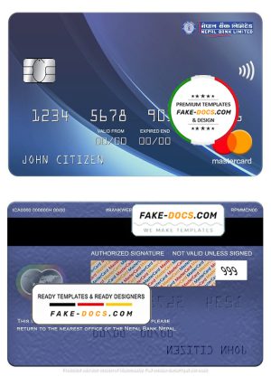 Nepal bank Nepal mastercard, fully editable template in PSD format Nepal bank Nepal mastercard, fully editable template in PSD format