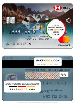 Vietnam HSBC bank mastercard, fully editable template in PSD format
