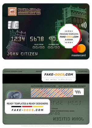 Yemen International bank mastercard, fully editable template in PSD format
