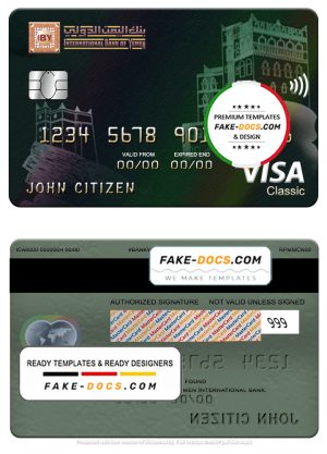 Yemen International bank visa classic card, fully editable template in PSD format