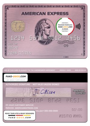 USA ADP Earnings bank AMEX rose gold card template in PSD format, fully editable