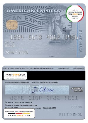 USA Bank of the West bank AMEX platinum card template in PSD format, fully editable