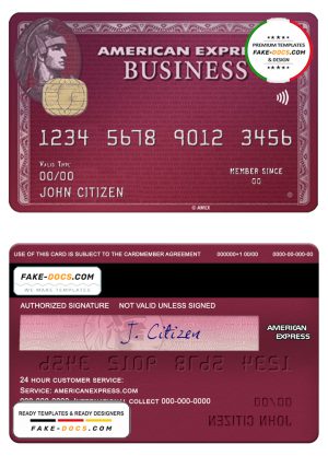 USA BB&T Corp. bank AMEX business plum card template in PSD format, fully editable