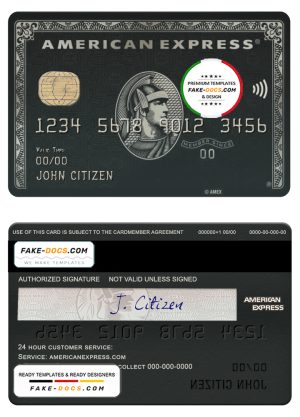 USA BMO Bank of Montreal bank AMEX black card template in PSD format, fully editable