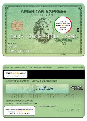 USA California Varo bank AMEX green card template in PSD format, fully editable