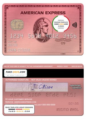 USA Capital One bank AMEX rose gold card template in PSD format, fully editable