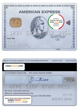 USA Chase bank amex platinum card template