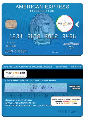 USA Citizens bank amex blue business plus card template in PSD format, fully editable