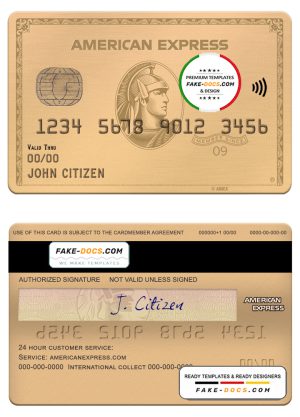 USA MOVO bank AMEX gold card template in PSD format, fully editable