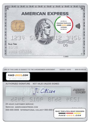 USA NAB bank AMEX platinum card template in PSD format, fully editable