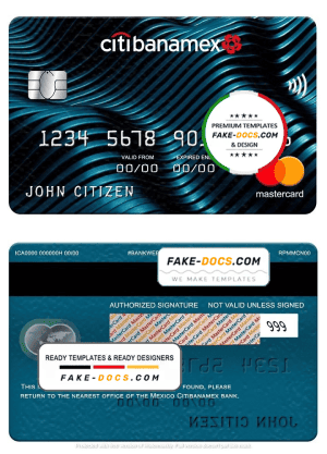 Mexico Citibanamex bank mastercard, fully editable template in PSD format Mexico Citibanamex bank mastercard, fully editable template in PSD format