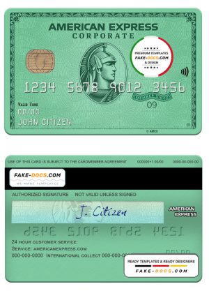 USA Nebraska Five Points Bank AMEX green card template in PSD format, fully editable