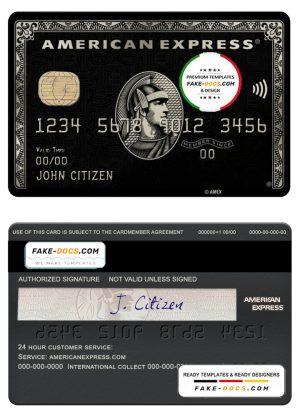 USA PNC Bank AMEX black card template in PSD format, fully editable