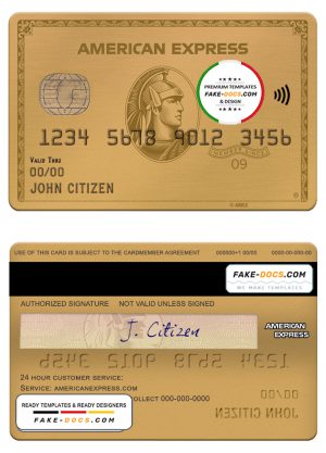 USA Texas 5Point Credit Union bank AMEX gold card template in PSD format, fully editable