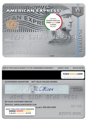 USA USAA bank AMEX platinum card template in PSD format, fully editable