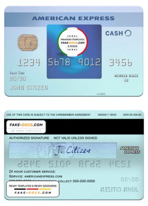 USA California BlueVine bank Blue Cash Everyday® card from Amex template in PSD format, fully editable