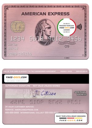 USA Indiana Centier bank AMEX rose gold card template in PSD format, fully editable