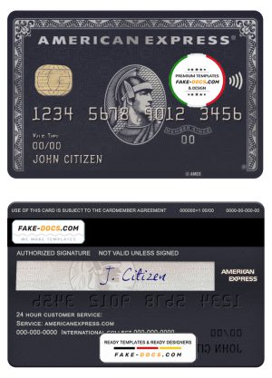 USA JP Morgan Chase bank AMEX black card template in PSD format, fully editable