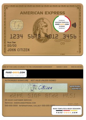 USA Maryland Howard Personal bank AMEX gold card template in PSD format, fully editable