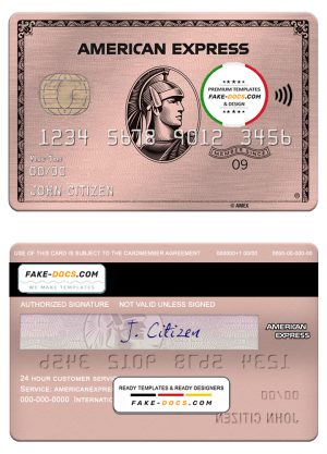 USA Missouri Together Credit Union bank AMEX rose gold card template in PSD format, fully editable