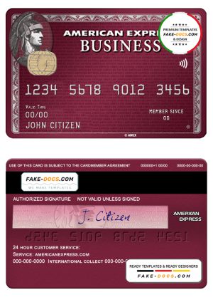 USA San Francisco CHIME bank AMEX business plum card template in PSD format, fully editable
