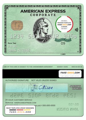 USA State Street Corporation bank AMEX green corporate card template in PSD format, fully editable