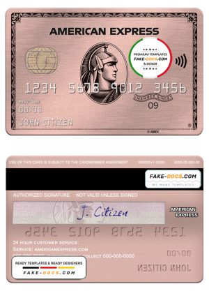 USA University of Southern Indiana bank AMEX rose gold metal card template in PSD format, fully editable