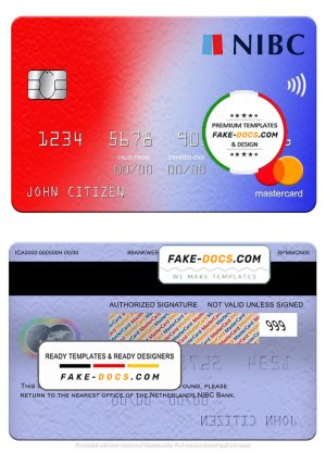 Netherlands NIBC bank mastercard, fully editable template in PSD format Netherlands NIBC bank mastercard, fully editable template in PSD format