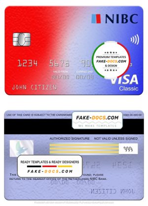 Netherlands NIBC bank visa classic card, fully editable template in PSD format Netherlands NIBC bank visa classic card, fully editable template in PSD format