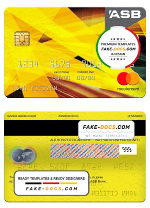 New Zealand ASB bank mastercard, fully editable template in PSD format New Zealand ASB bank mastercard, fully editable template in PSD format