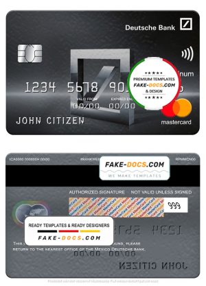 Mexico Deutsche bank mastercard platinum, fully editable template in PSD format Mexico Deutsche bank mastercard platinum, fully editable template in PSD format