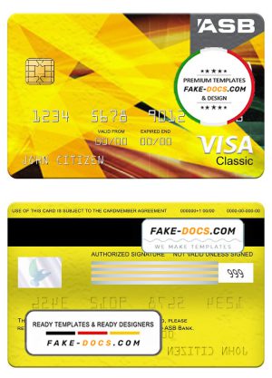 New Zealand ASB bank visa classic card, fully editable template in PSD format New Zealand ASB bank visa classic card, fully editable template in PSD format