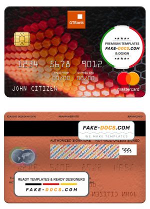Nigeria GTBank mastercard, fully editable template in PSD format Nigeria GTBank mastercard, fully editable template in PSD format