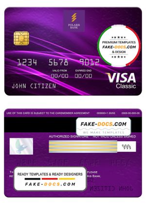 Nigeria Polaris bank visa classic card, fully editable template in PSD format Nigeria Polaris bank visa classic card, fully editable template in PSD format