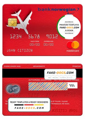 Norway bank Norwegian AS bank mastercard, fully editable template in PSD format Norway bank Norwegian AS bank mastercard, fully editable template in PSD format