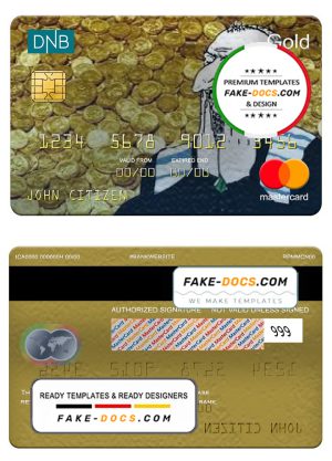 Norway DNB bank mastercard gold, fully editable template in PSD format Norway DNB bank mastercard gold, fully editable template in PSD format