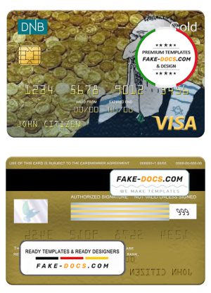 Norway DNB bank visa gold card, fully editable template in PSD format Norway DNB bank visa gold card, fully editable template in PSD format